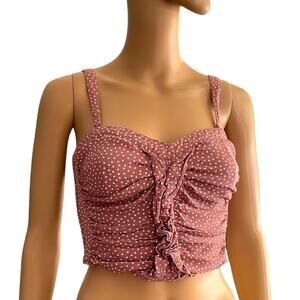 Abercrombie & Fitch Pink Cropped Top Womens Small Pink Polka Dots